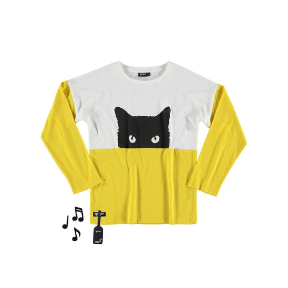 Designer Kids Fashion at Bloom Moda Online Children's Boutique - yporqué Cat Tee with Sound,  Shirt