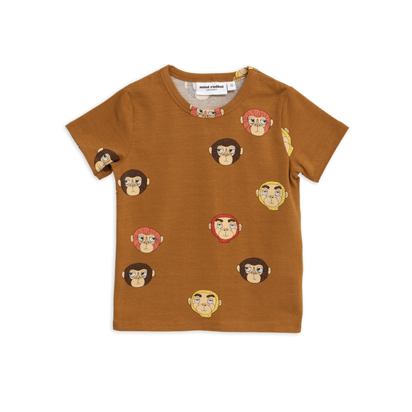 Designer Kids Fashion at Bloom Moda Online Children's Boutique - Mini Rodini Monkeys Printed Brown T-Shirt,  Shirt